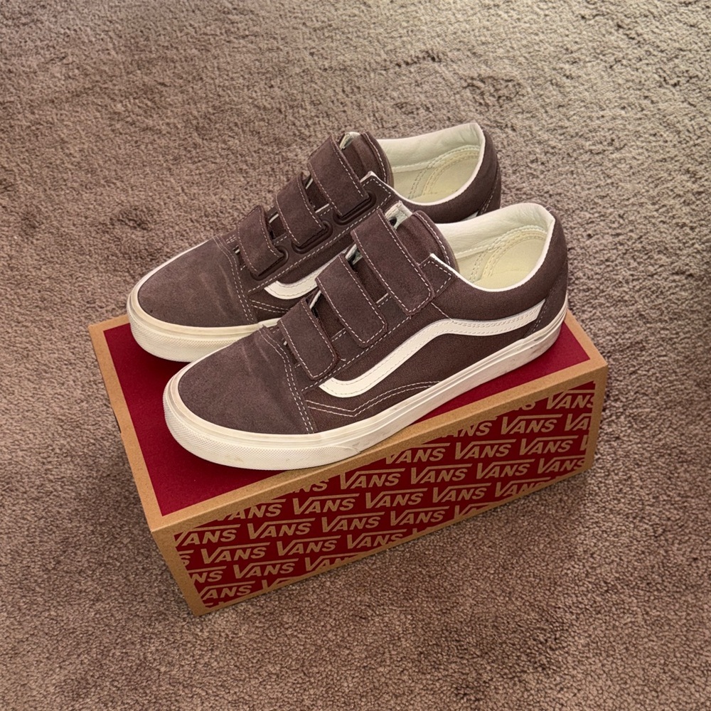 Vans Old Skool Velcro Sneakers - Mauve with Marshmallow White Stripe